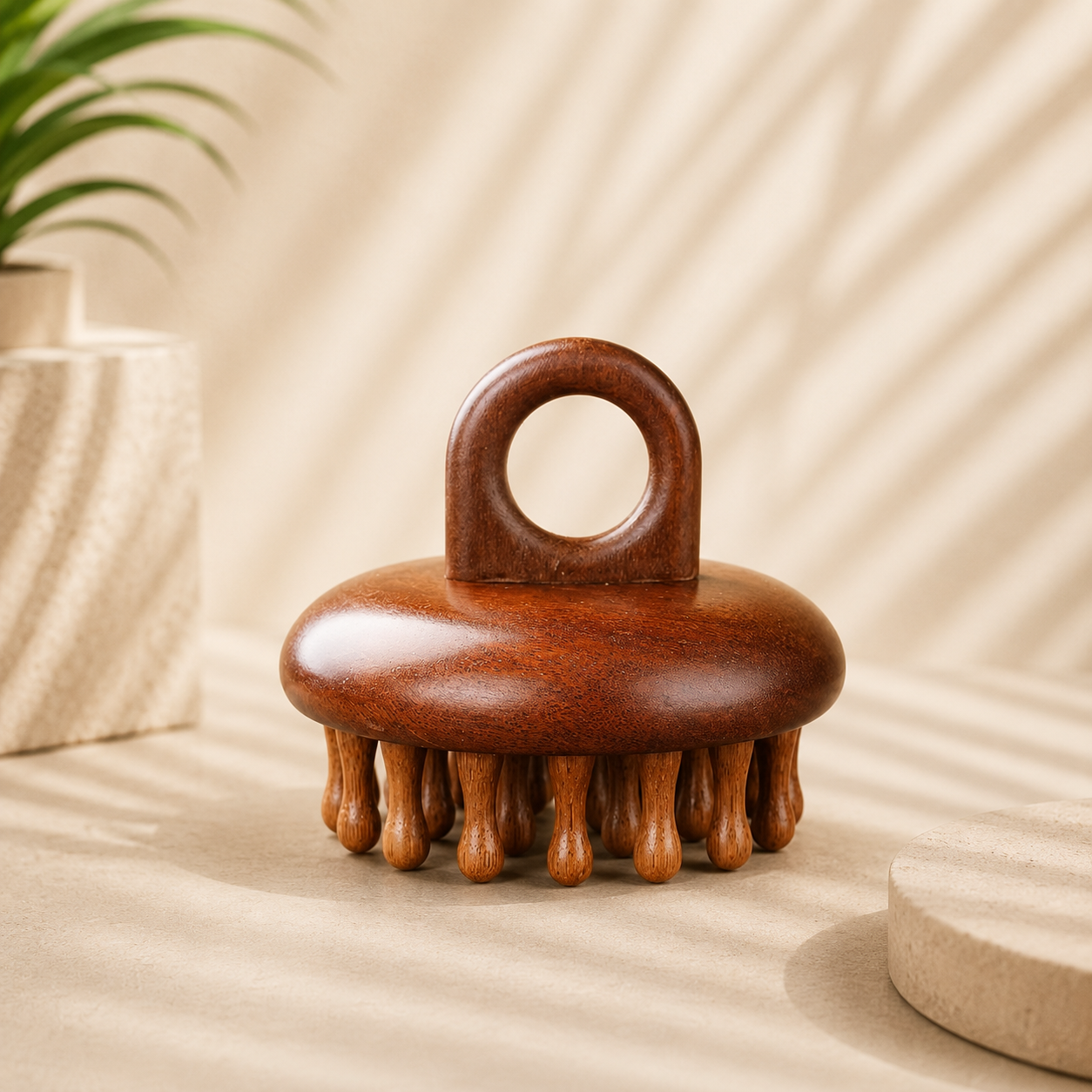 Wooden Ring Scalp Massage Comb